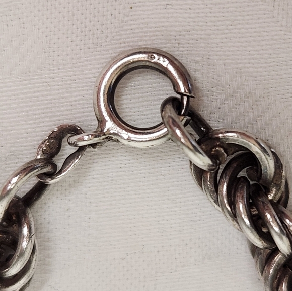 Italian Silver Rope Chain Bracelet - Picture 4 of 9